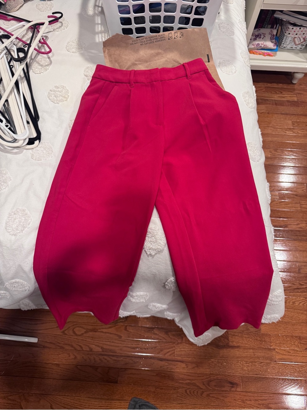 Women's High-Waist business Hem Pants - Bright red